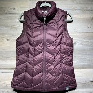 Gerry Quilted Down Puffer Vest Gilet Size Medium Dark Purple Packable Full-Zip
